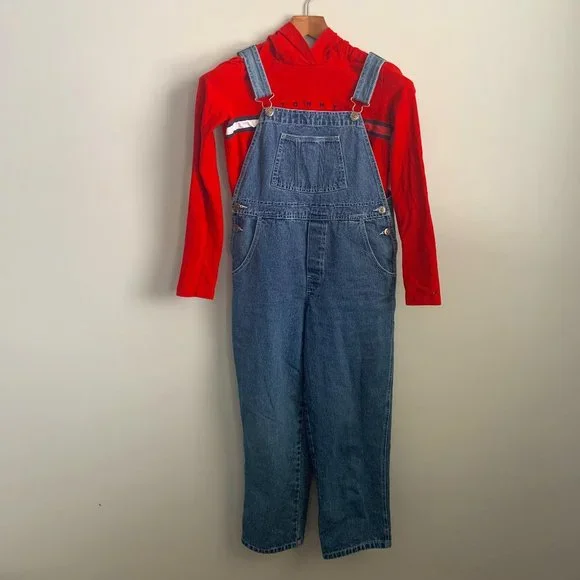 90s 100% Cotton Classic Vintage L.L. Bean Bib Overalls Medium Wash - Picture 1 of 4